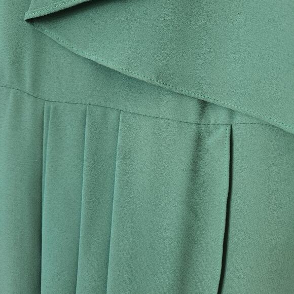 Halston Dark Green Sleeveless Ruffle Font Slit Maxi Formal Dress - Picture 6 of 6